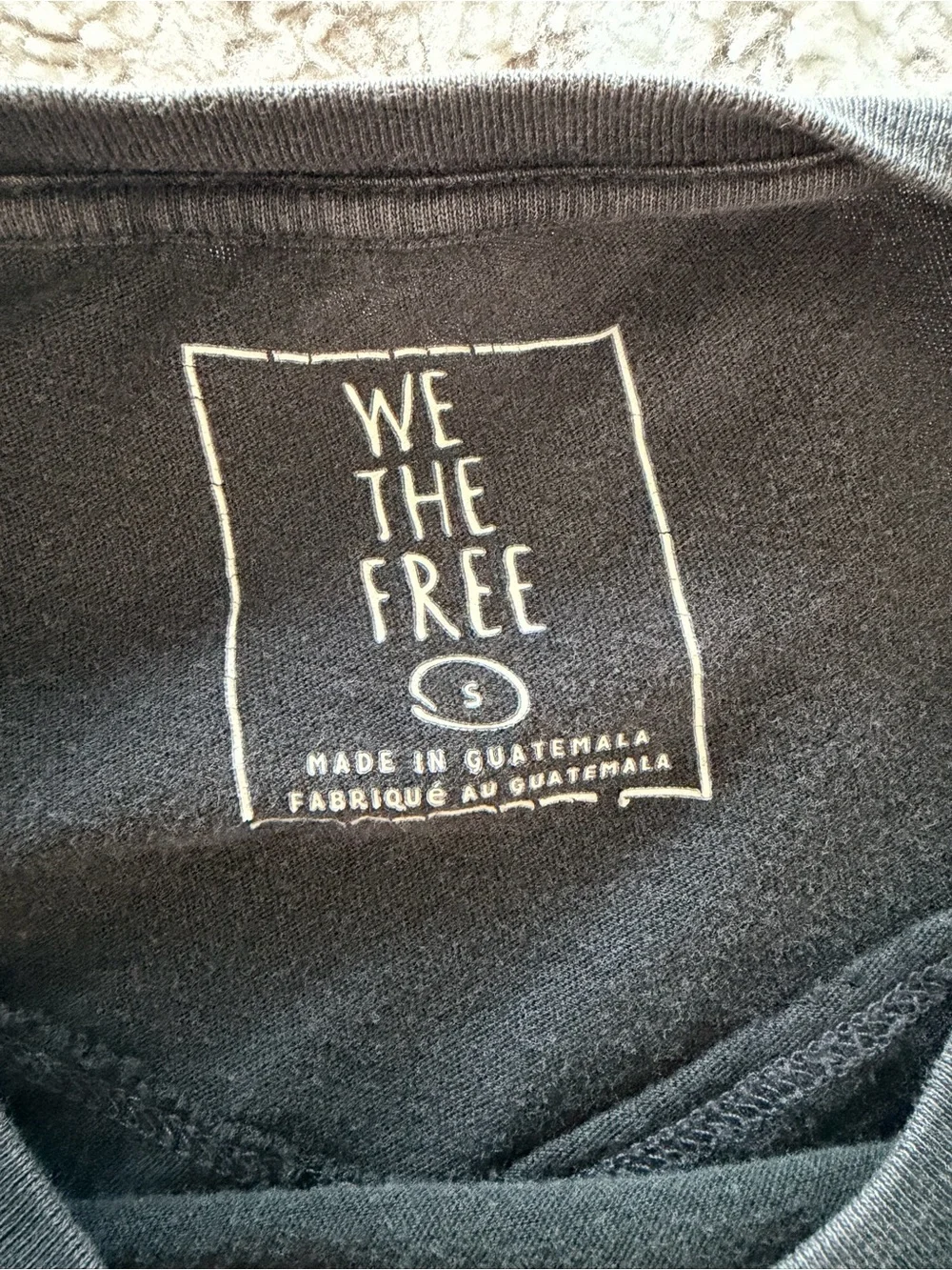 Free People Black Distressed Short Sleeve Tee